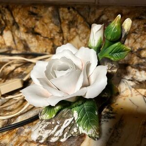 SOLD- Vintage Porcelain Rose Light